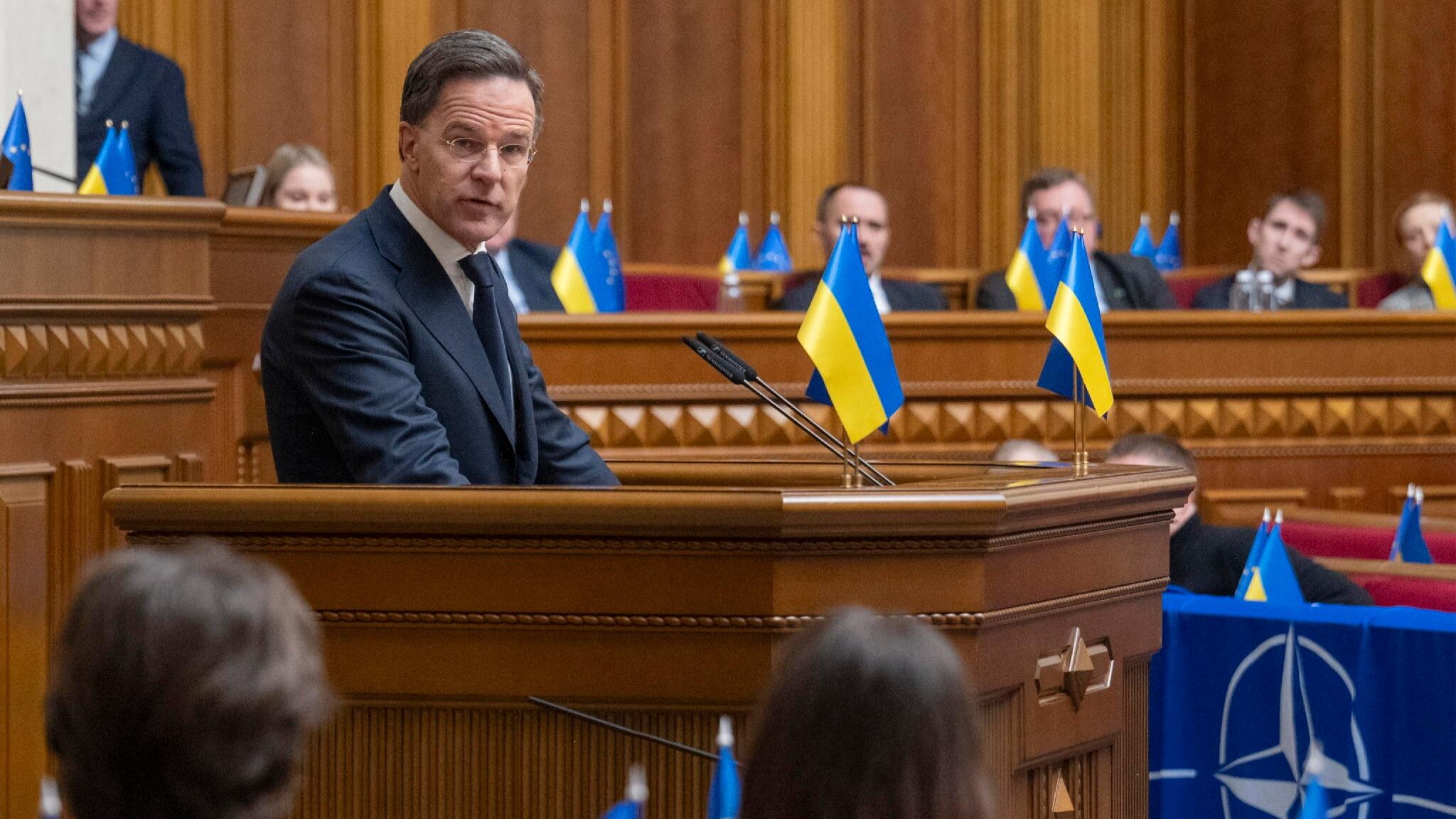 Mark Rutte (Nato) al Parlamento ucraino 03022