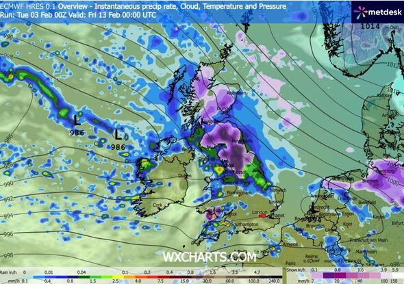 Snow forecast maps show 19 UK counties blitzed by 400-mile polar blast ...