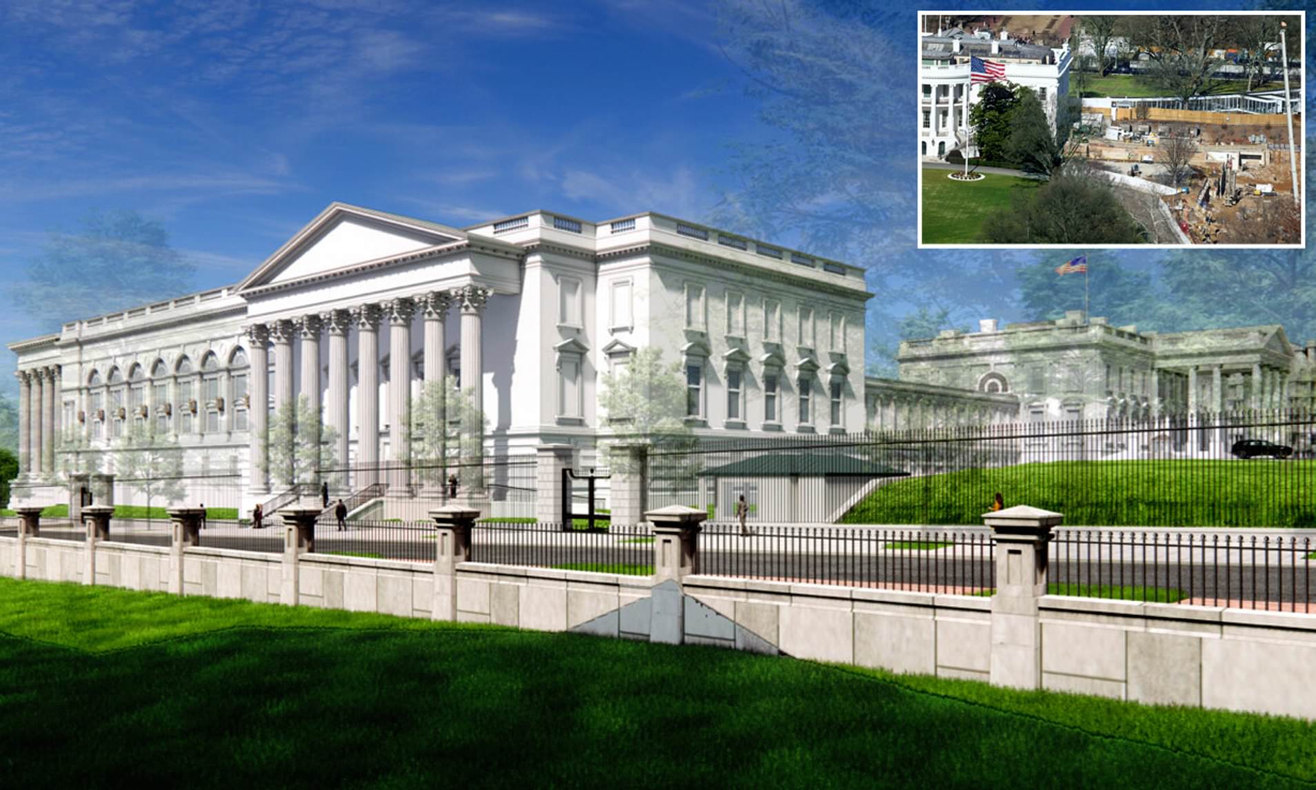Donald Trump unveils new rendering of 'magnificent' $300m White House ...