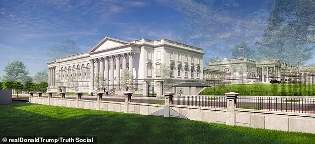 Donald Trump unveils new rendering of 'magnificent' $300m White House ...