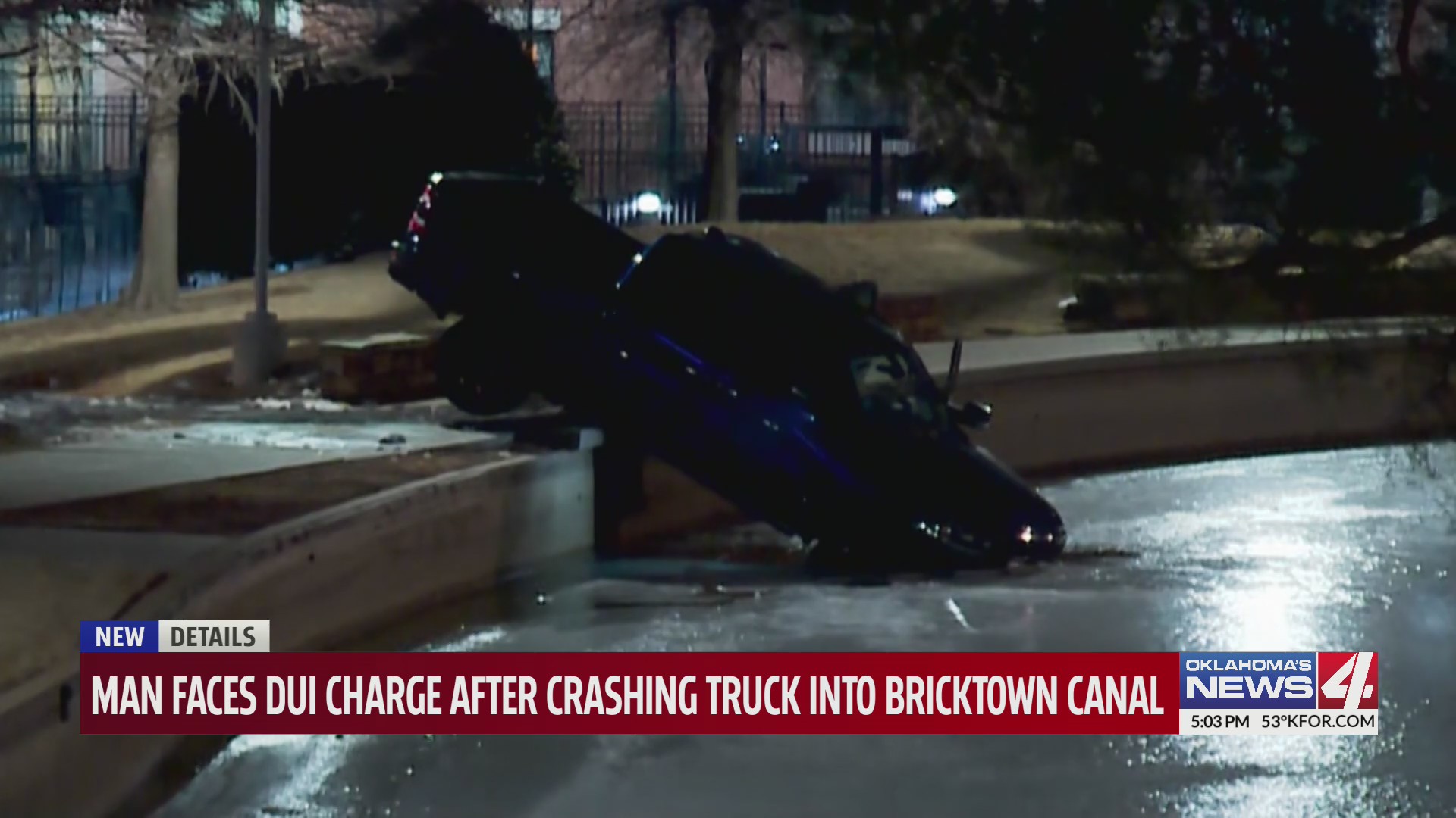 Man faces DUI charges after crashing truck into Bricktown Canal