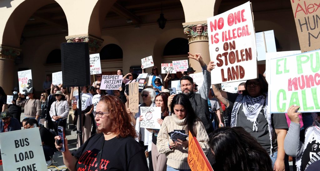 Santa Clara residents rally against ICE ahead of Super Bowl