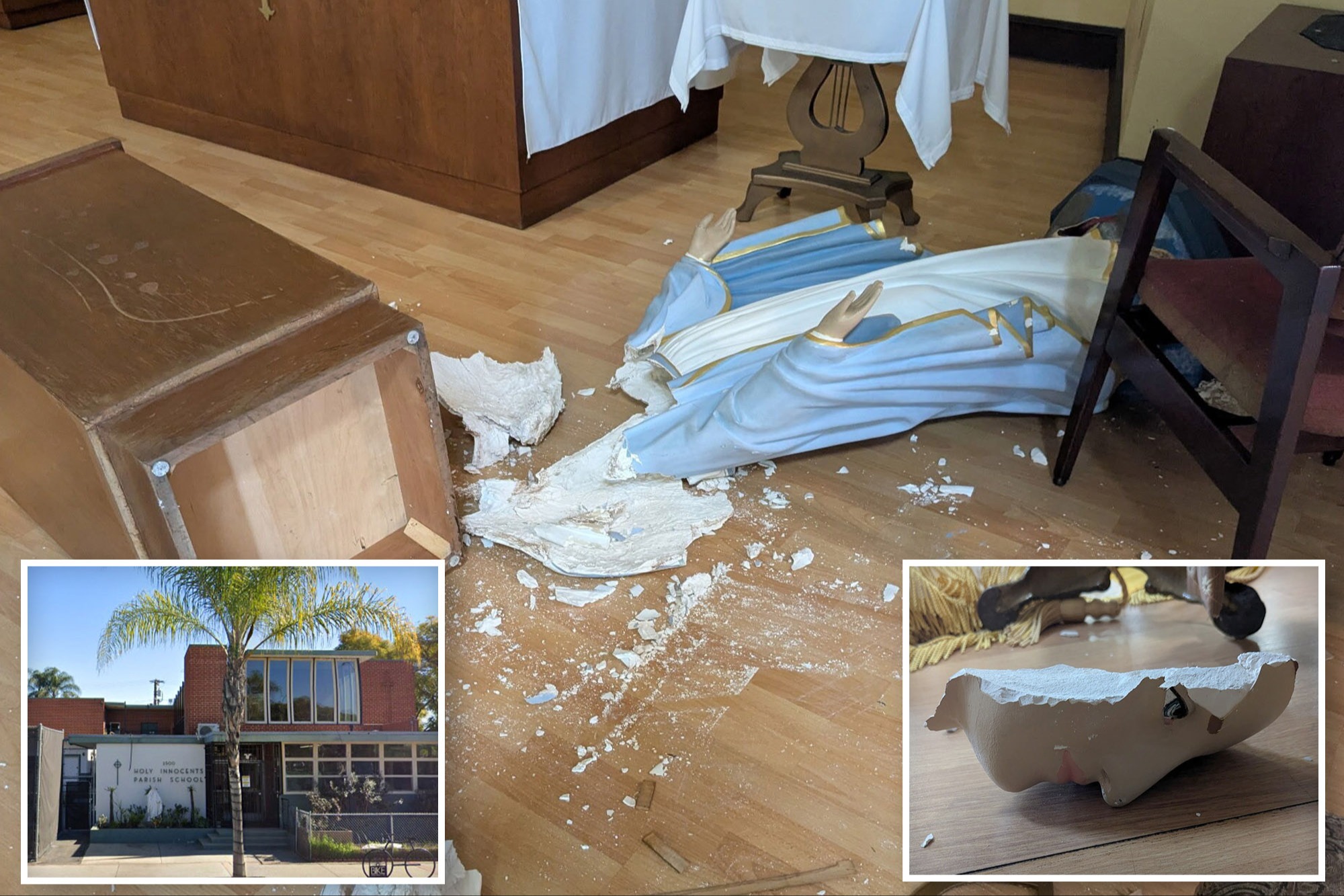 Long Beach vandals decapitate Virgin Mary statue in attack on Catholic ...