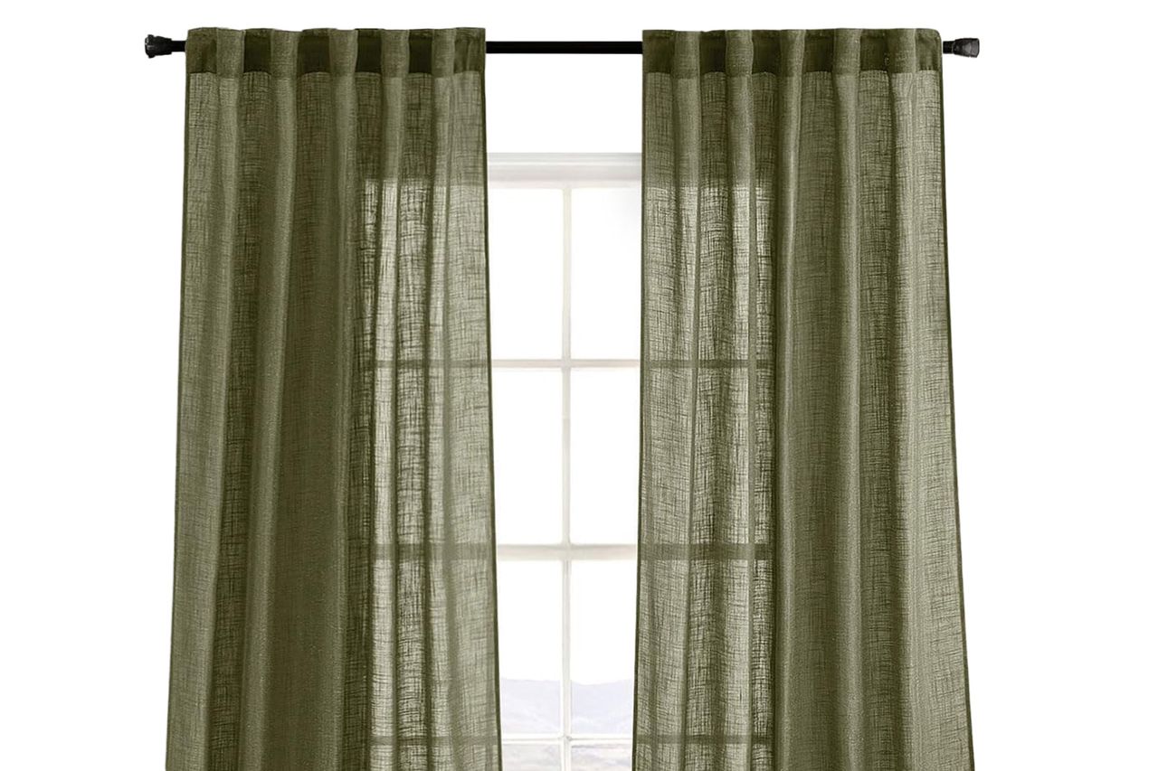 MIULEE Light Olive Green Linen Curtains