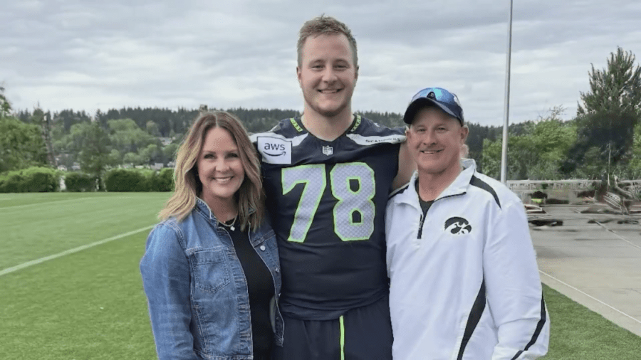 Kansas City area parents cheering on their son in the Super Bowl