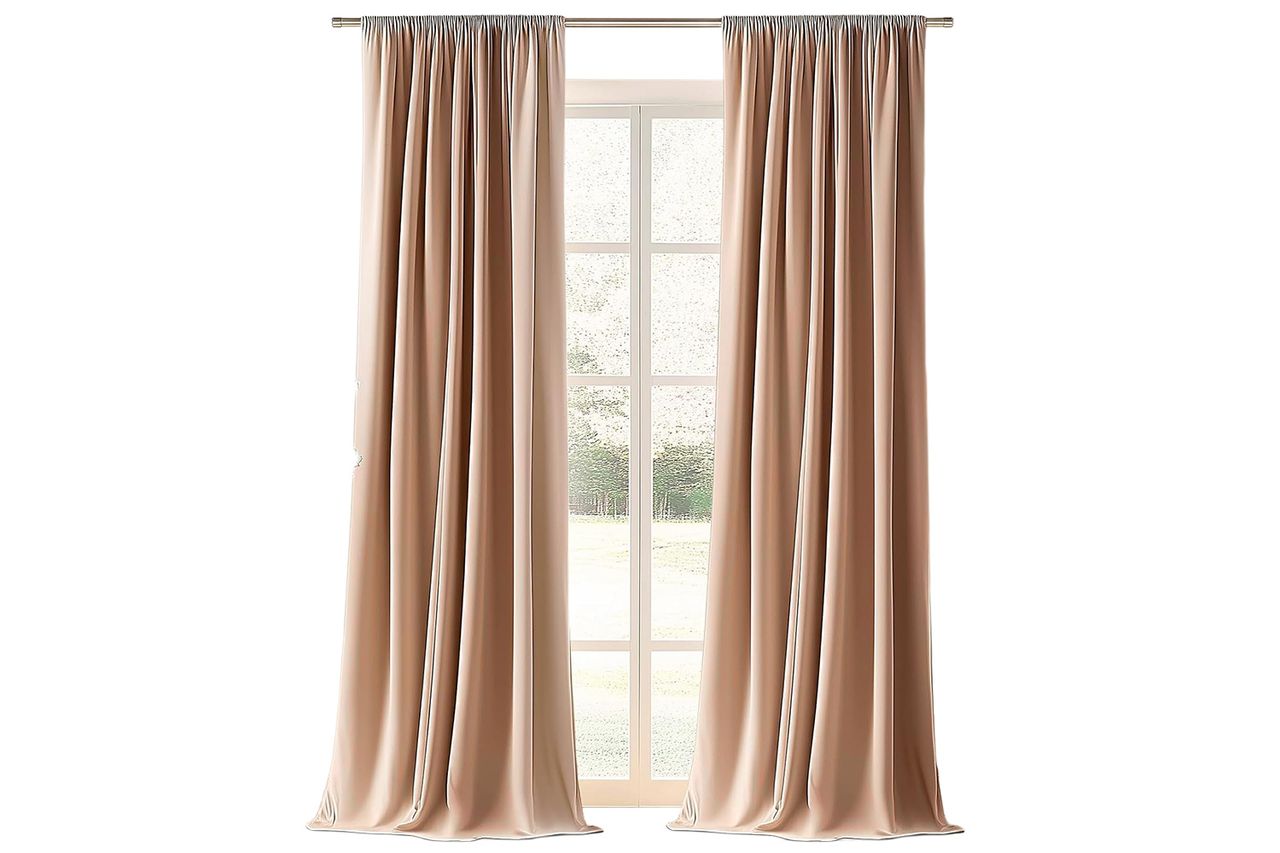 Topfinel Blush Beige Brown 96 Inches Long Velvet Room Darkening Curtains