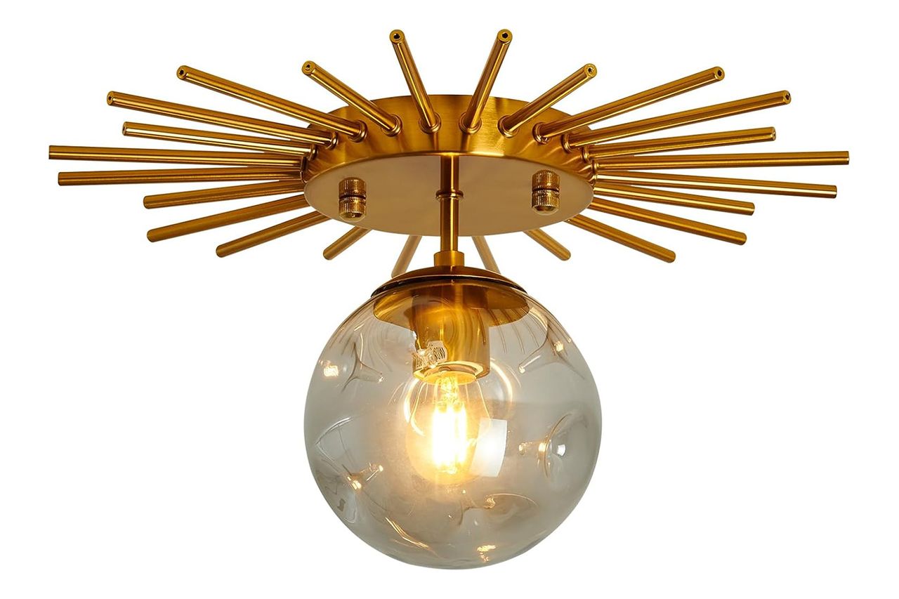 UOFUS Gold Sunburst Semi Flush Mount Ceiling Light