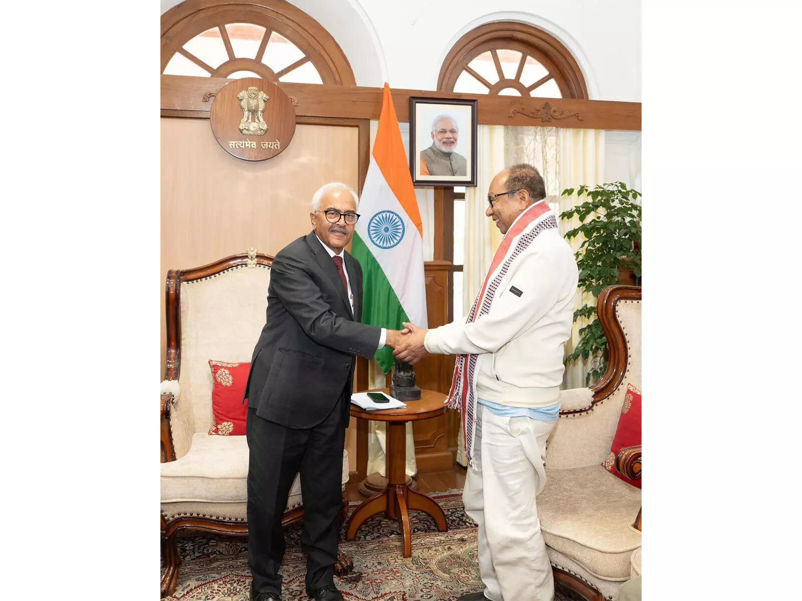Manipur BJP leader Yumnam Khemchand Singh meets Governor Ajay Bhalla ...