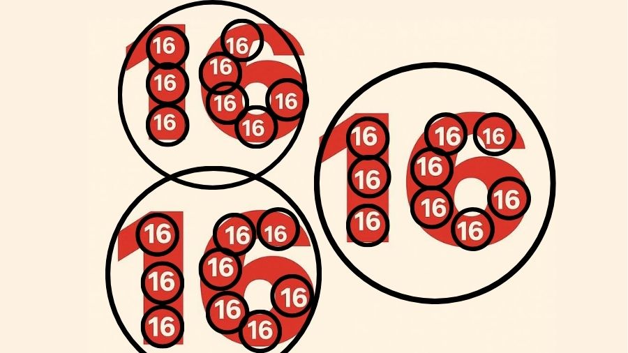 How many 16s can you spot in this typographic optical illusion?