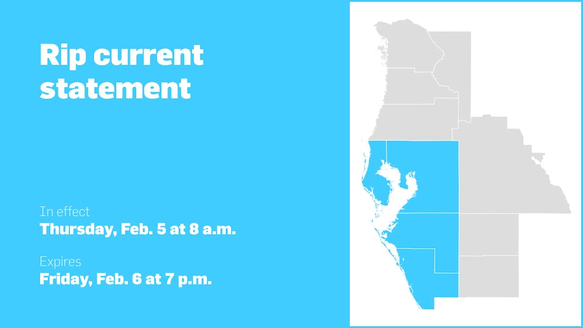 Rip current statement for central west Florida for Thursday and Friday