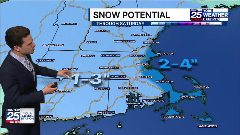️ New snowfall map: Arctic front expected to bring snow to Mass. this ...