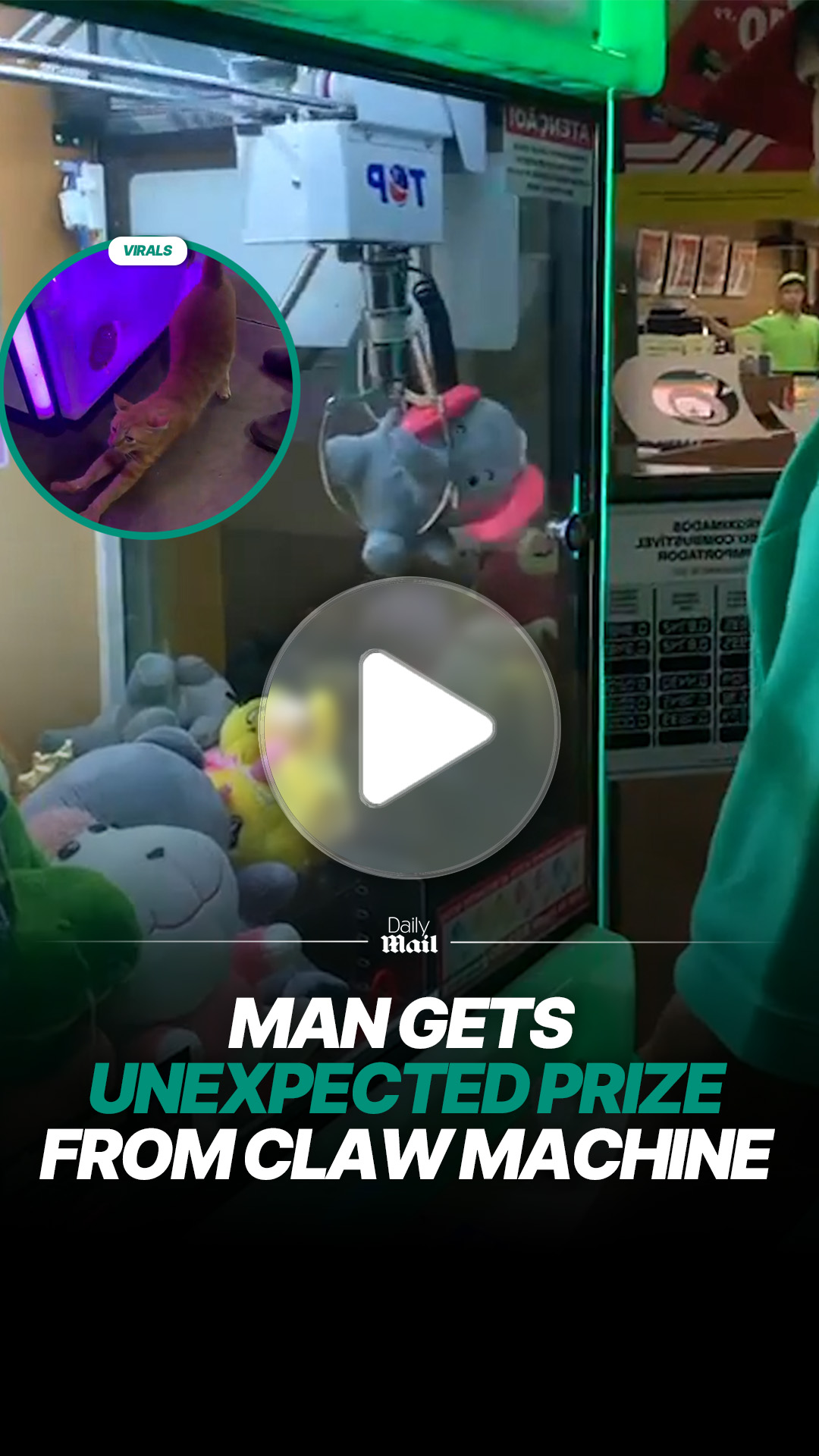 Man wins unexpected prize from claw machine