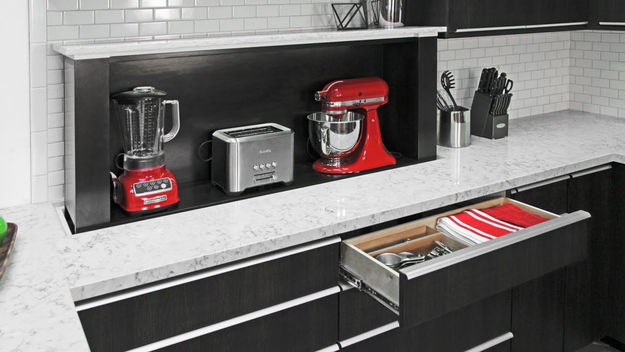 Fresh Look at Hidden Appliance Storage Systems For The Kitchen Of Today
