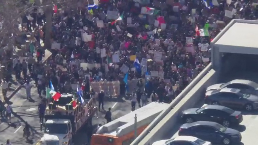 Students from several LAUSD schools gather in downtown Los Angeles to ...