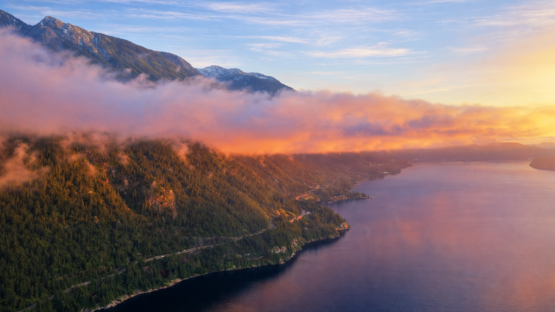 Mountains meet the ocean along the Sea to Sky Highway