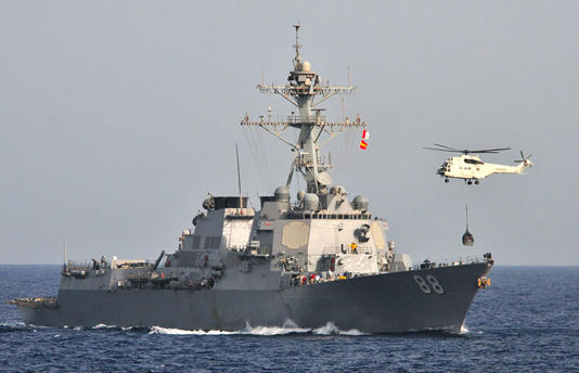 レーザー兵器が試験的に搭載されているアーレイ・バーク級駆逐艦「プレブル」（画像：アメリカ海軍）