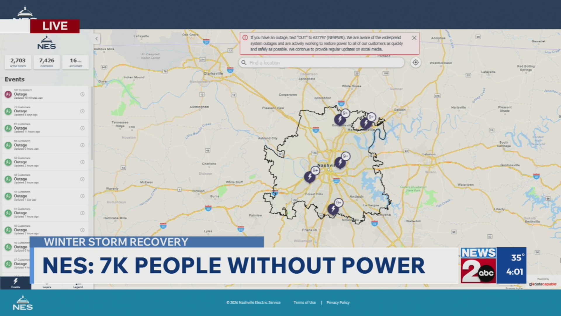 NES: 7K+ customers still without power
