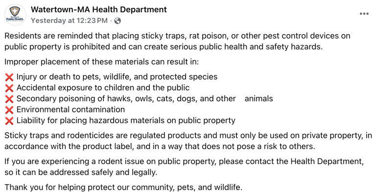 Watertown Health Department warns against unauthorized pest control on ...