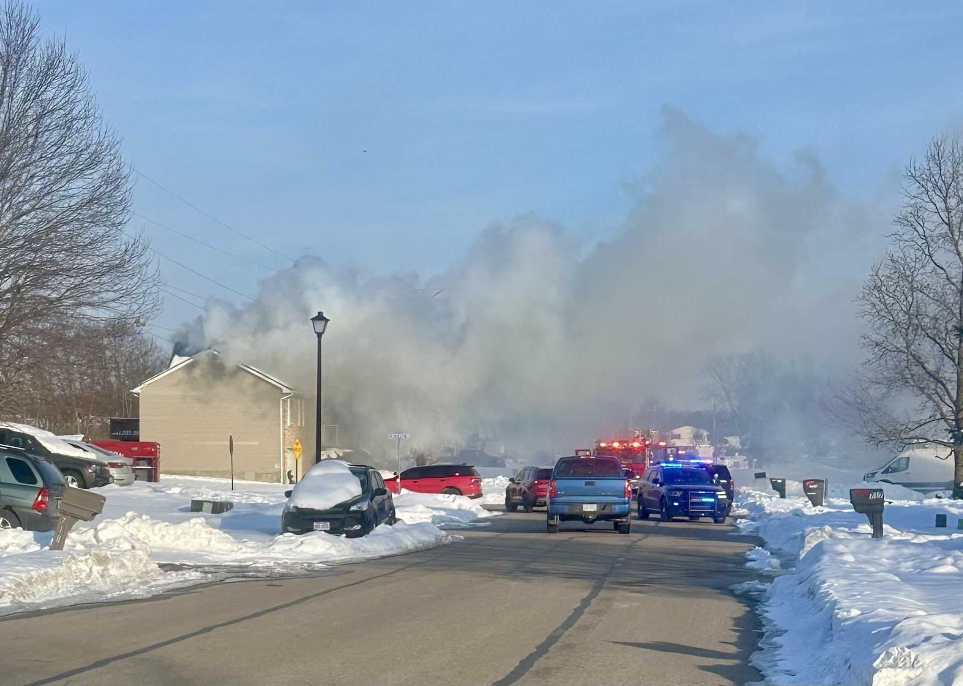 Emergency crews respond to large fire at house in Trenton