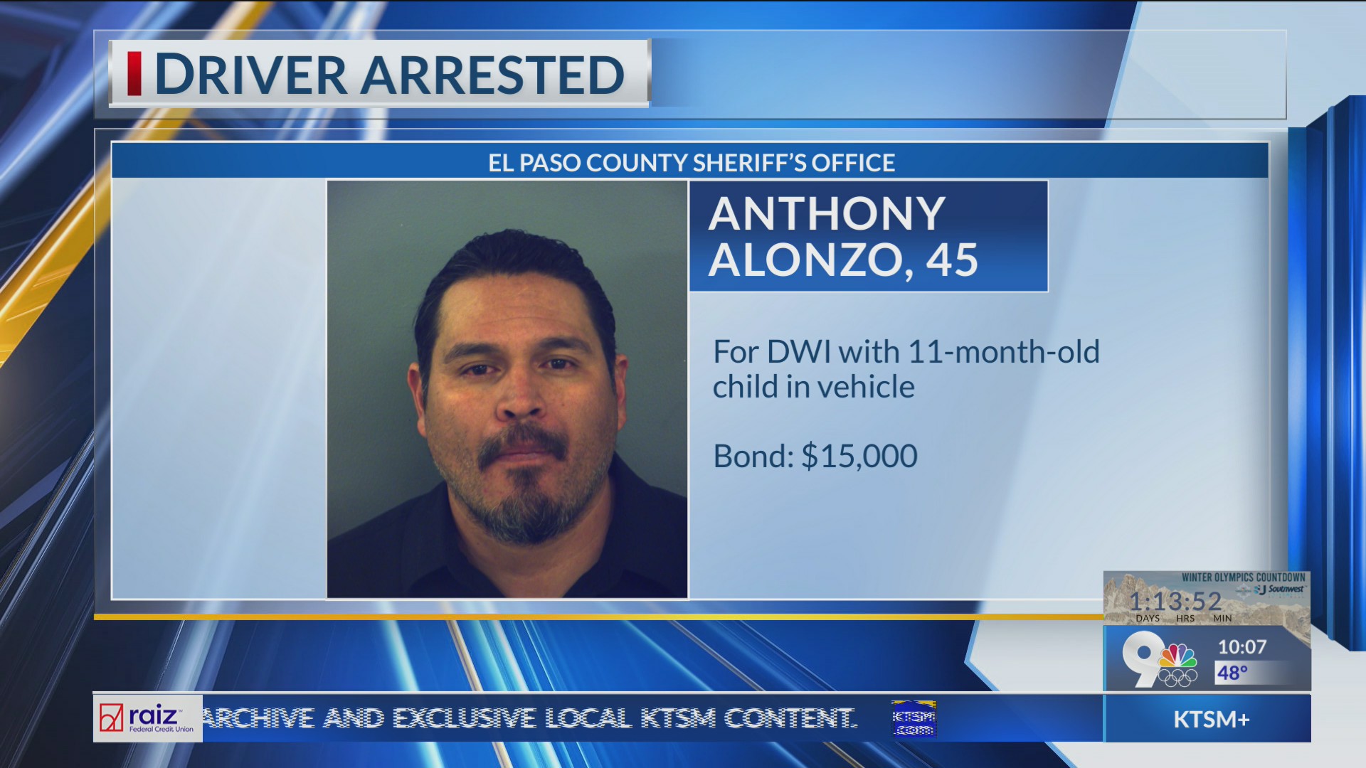 EPCSO: Driver arrested for DWI with child in vehicle