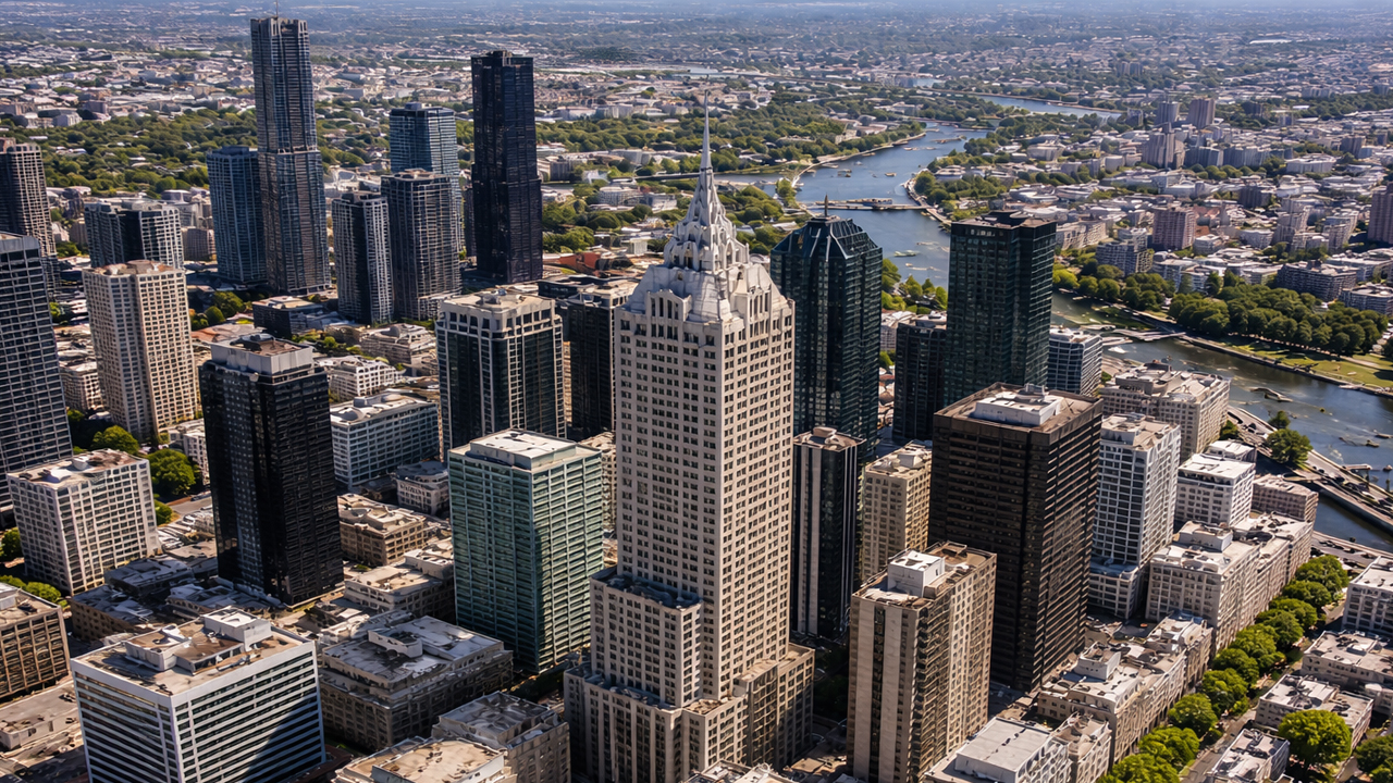 120 Collins Street aerial view in Melbourne CBD