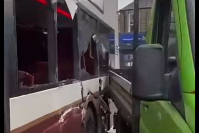 Edinburgh Lothian Bus has side 'ripped open' in crash with van