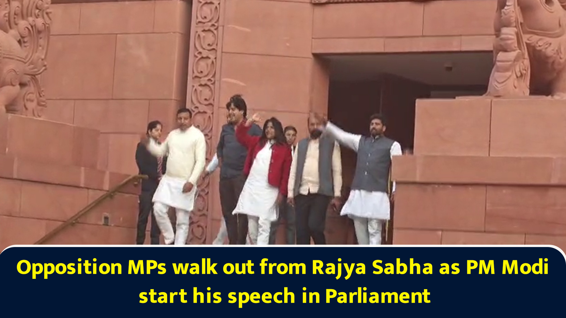 Opposition MPs walk out from Rajya Sabha during PM Modi’s speech in ...
