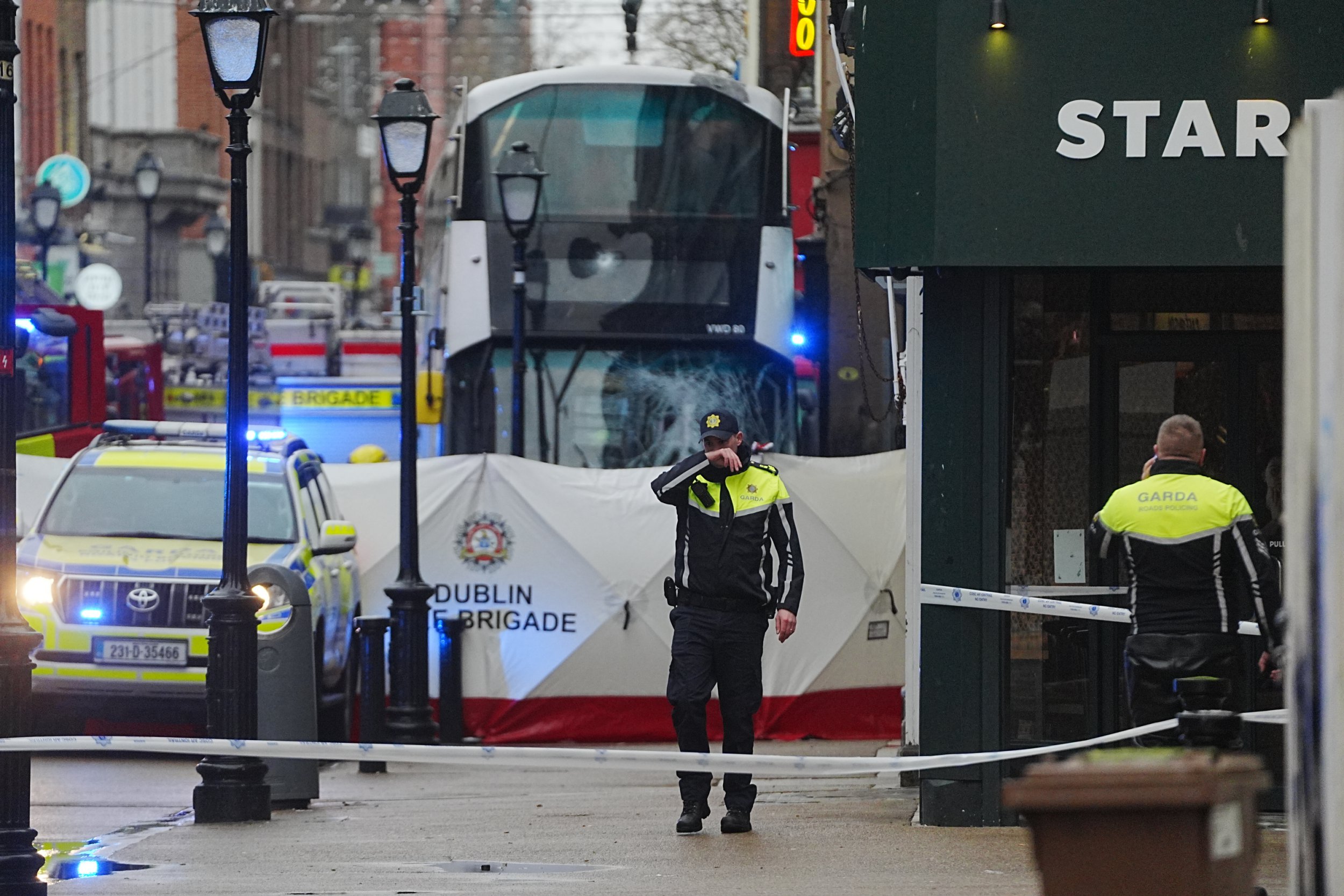 Bus crashes into crowd in Dublin city centre leaving several injured
