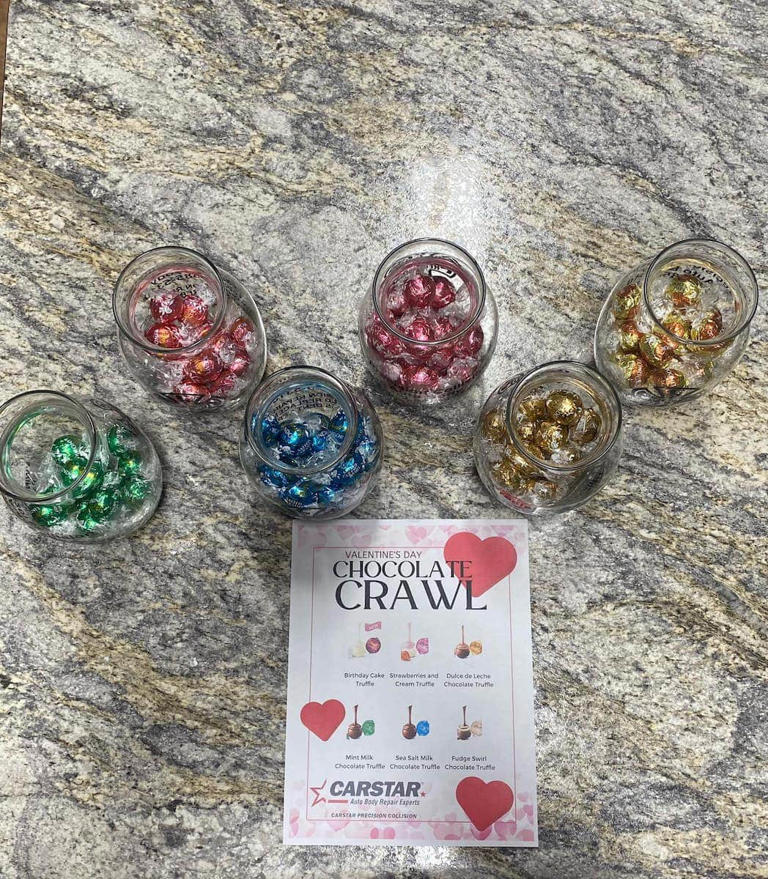 Sample chocolate at the Valentine's Day Chocolate Crawl in Cold Spring