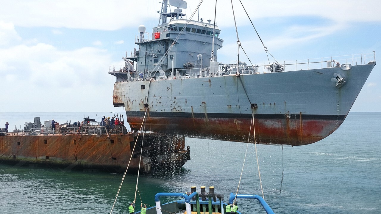 How the US Navy recovers a massive damaged ship at sea