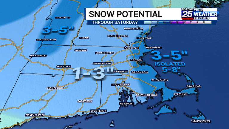 ️New snow map: below average temps to bring snowfall this weekend