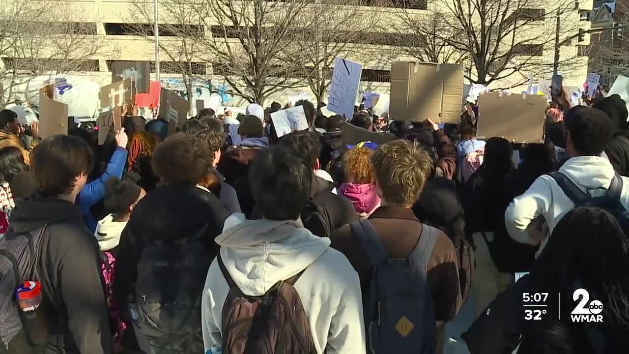 Baltimore students walk out protesting immigration enforcement policies