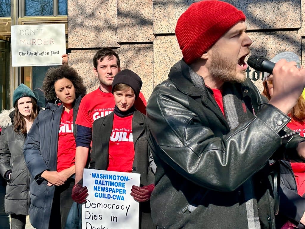 Democracy dies in darkness. Bezos is the dark: Photos from the 'Save ...