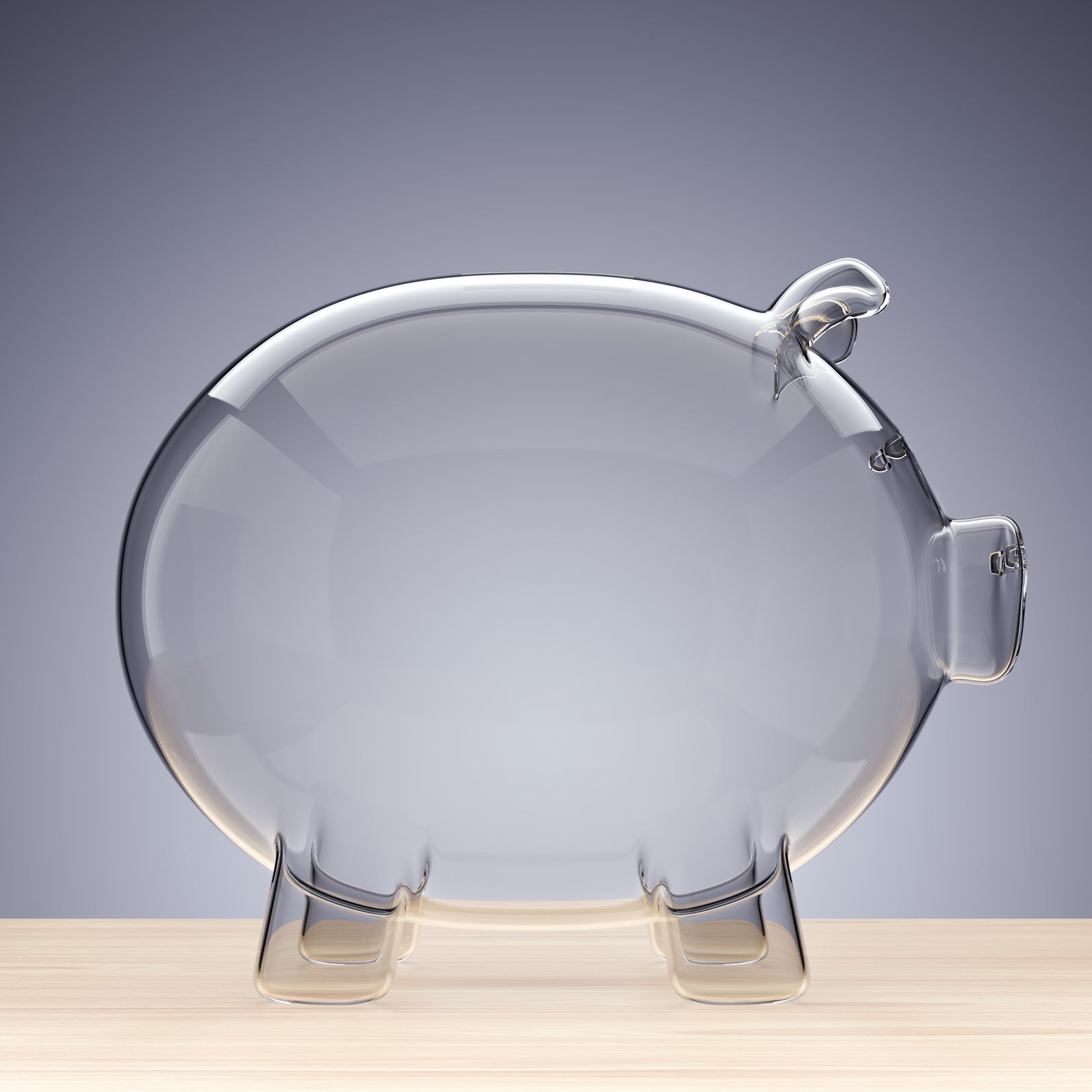 Empty Glass piggy bank , 3d render