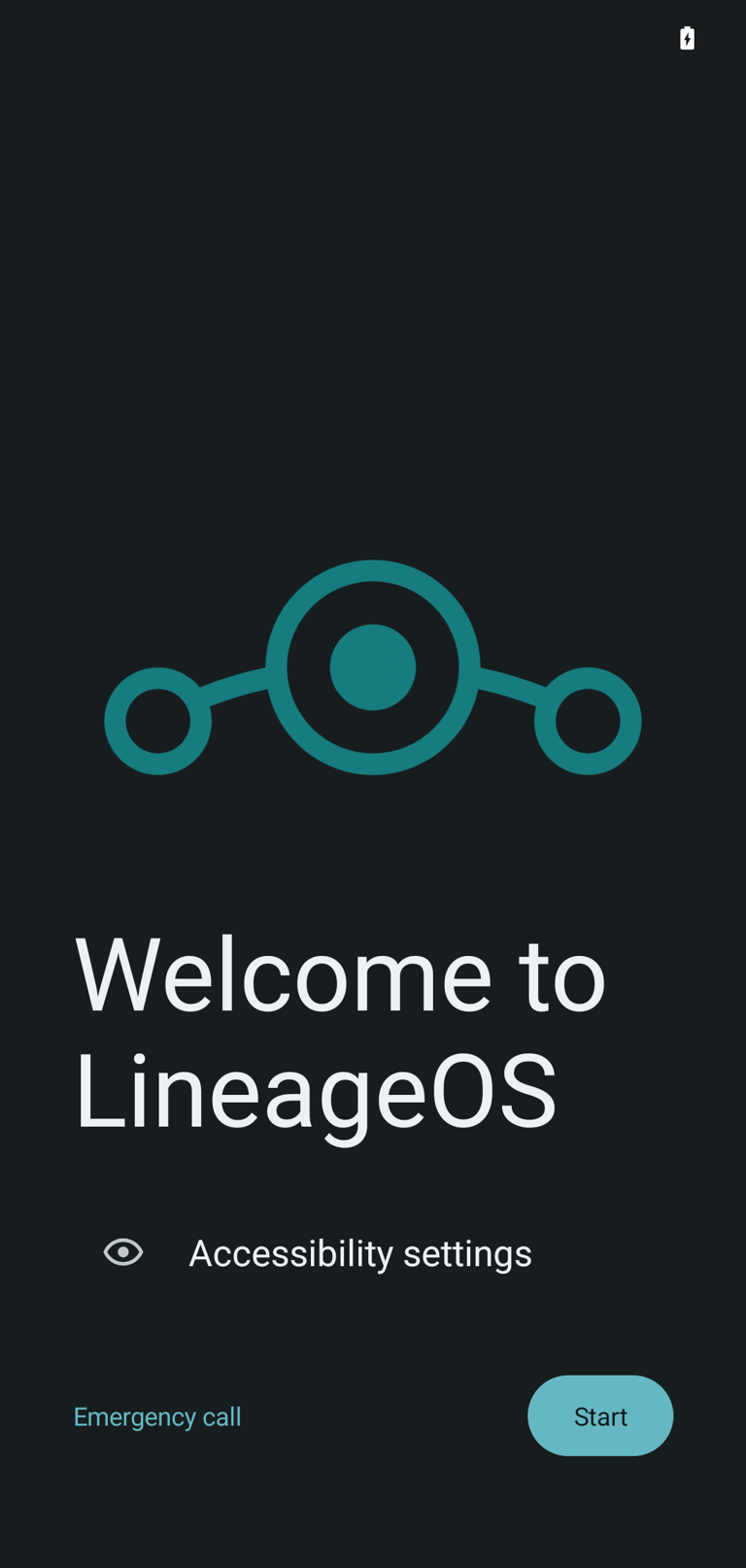 LineageOS welcome screen.