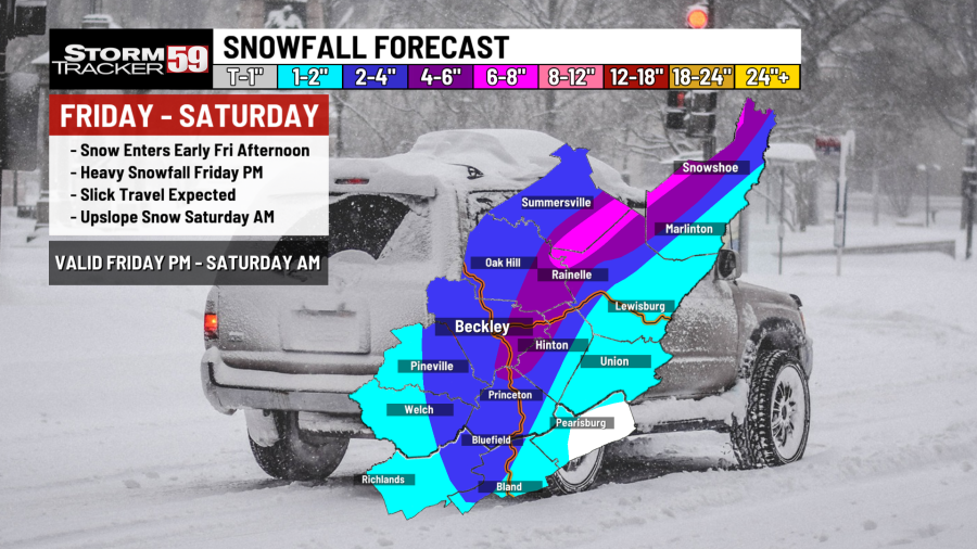 Here’s how much snow to expect with Friday’s snow in your town