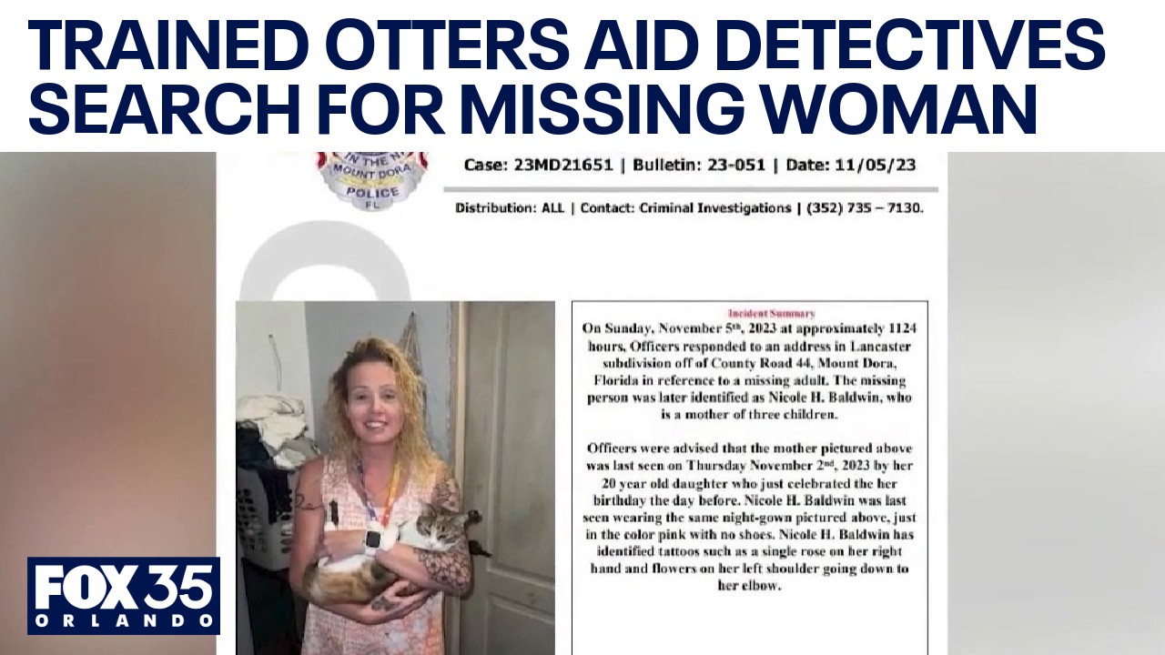 Trained otters aid search for missing Nicole Baldwin