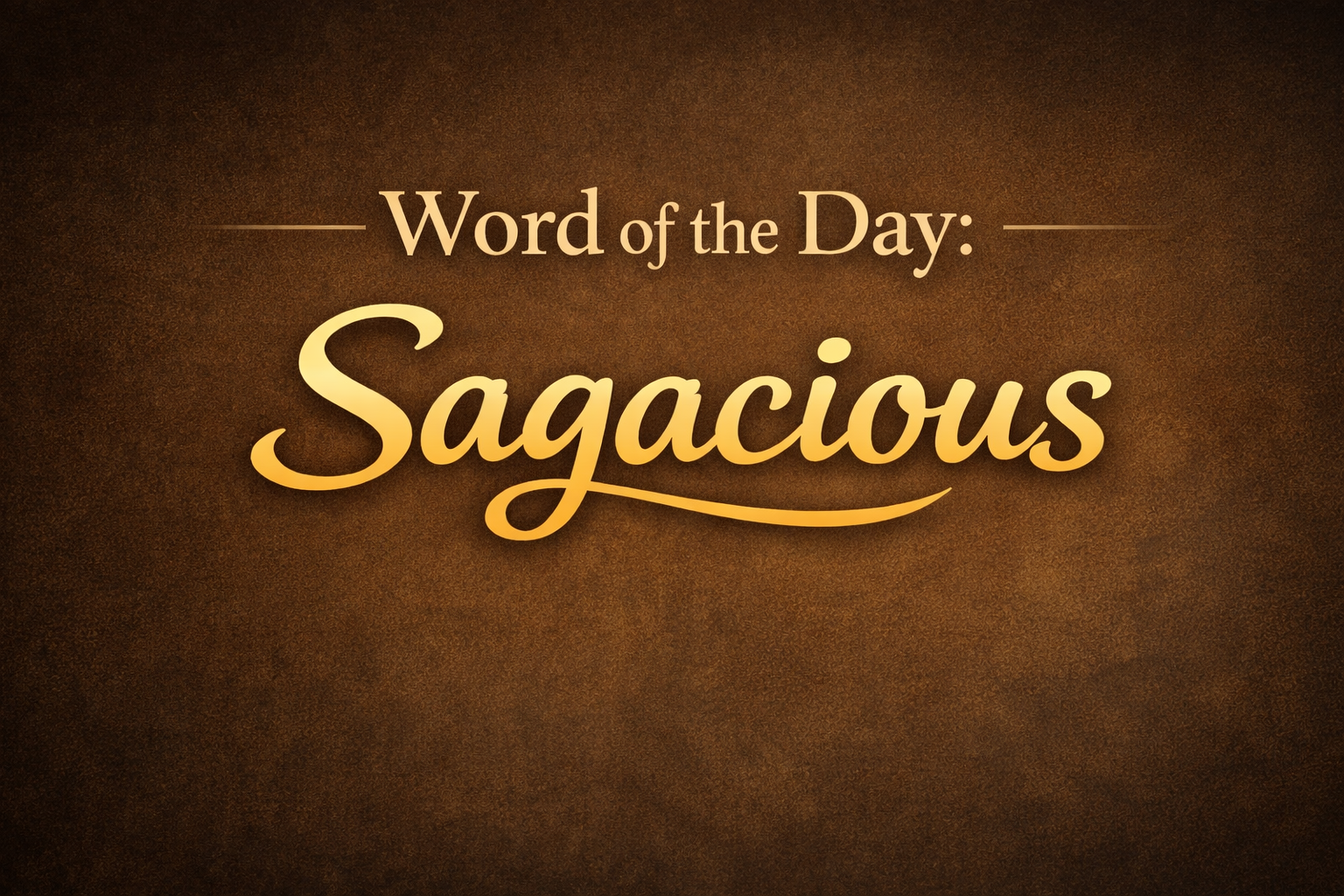 Word of the day: Sagacious