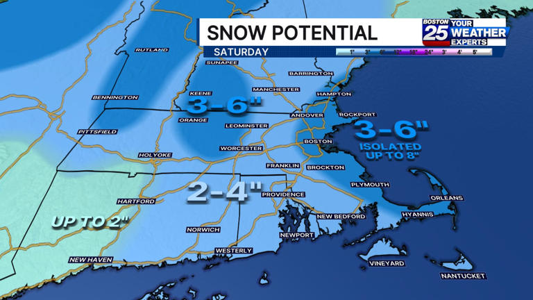 On your radar: New map shows how much snow could fall in Mass. this weekend