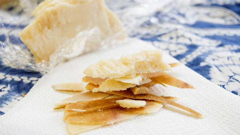 Don't throw away Parmesan cheese rinds, put them in the microwave