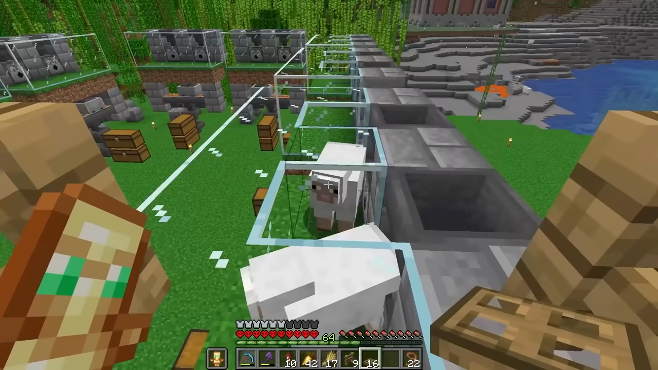 A giant wool factory engineered inside a Minecraft hardcore world