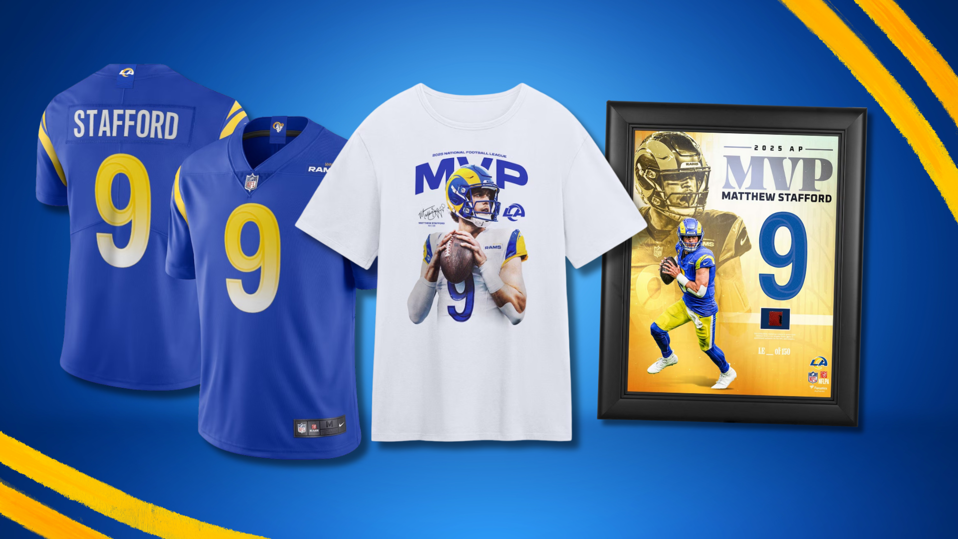Celebrate the new NFL MVP with Matthew Stafford LA Rams gear