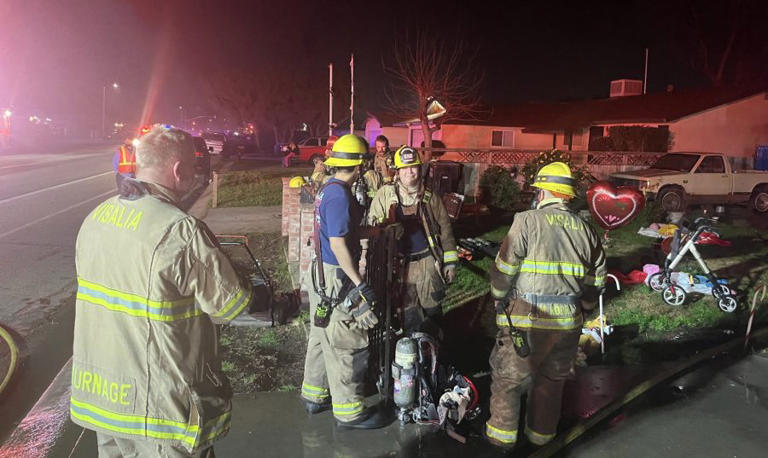 7 people displaced after fire rips through Visalia home