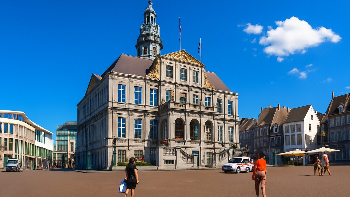 Everyday life around historic city buildings