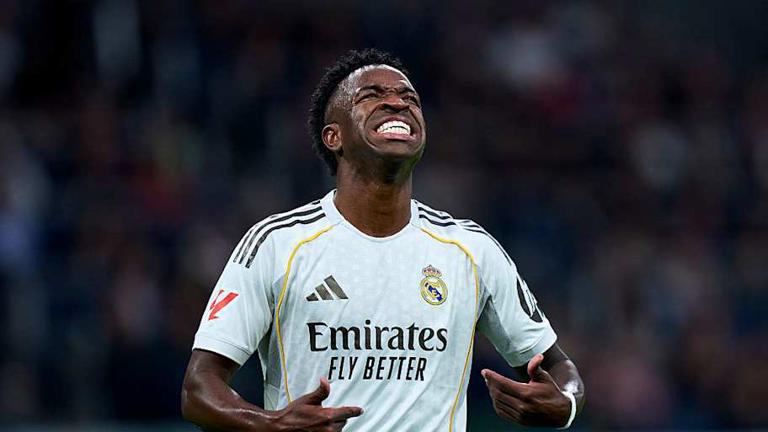 Vinicius Junior is suspended for Sunday’s game. | Diego Souto/Getty Images