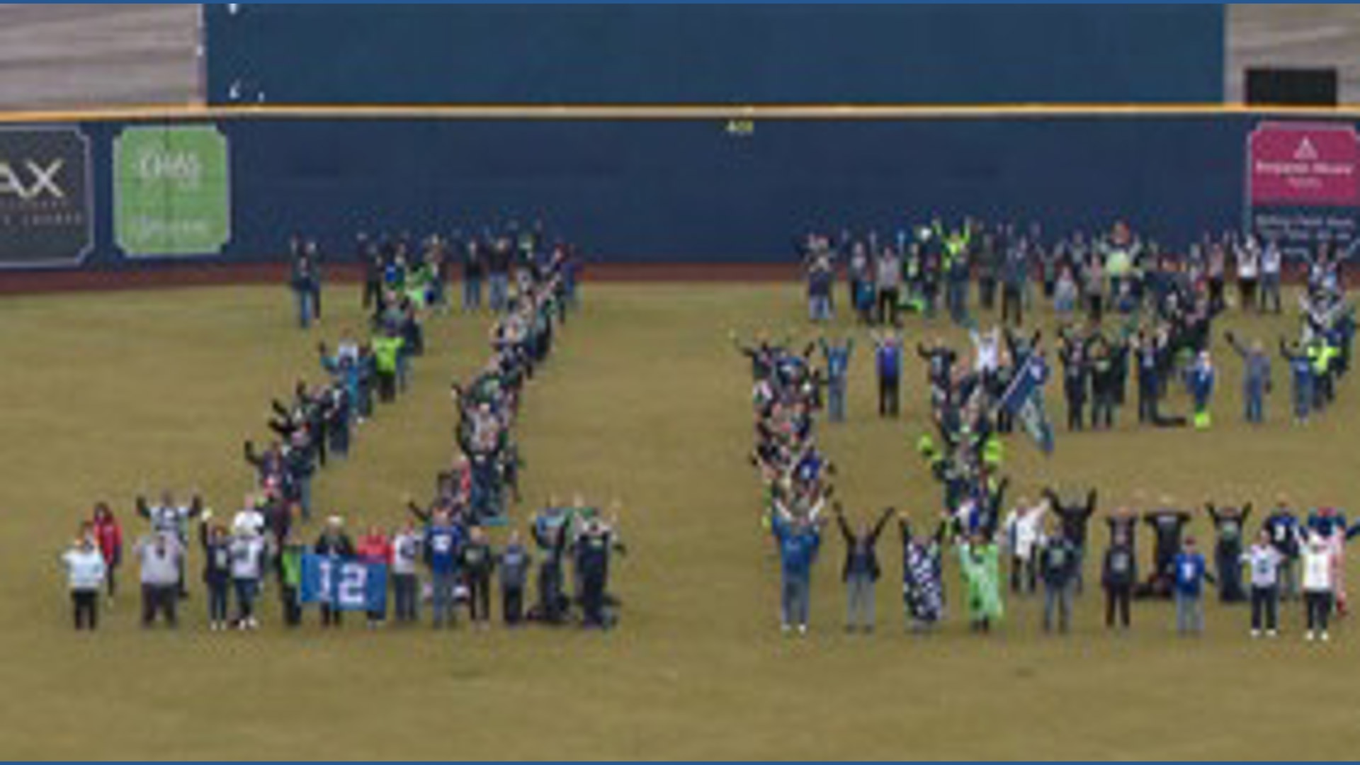 Seahawks fans form human '12' at Avista Stadium
