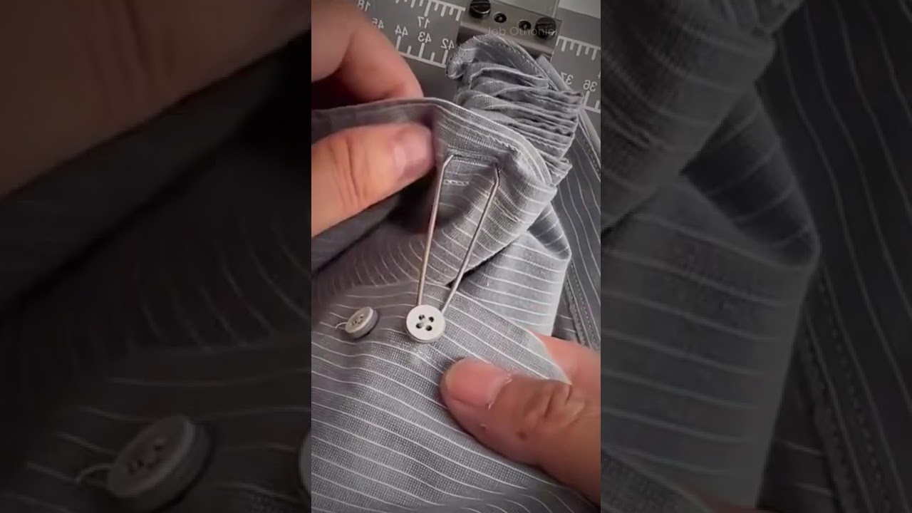This is how buttons are added to shirts in factories (so satisfying!)
