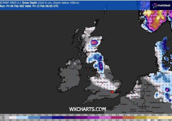 UK snow map forecast shows 610-mile blizzard over Britain - 75 counties hit