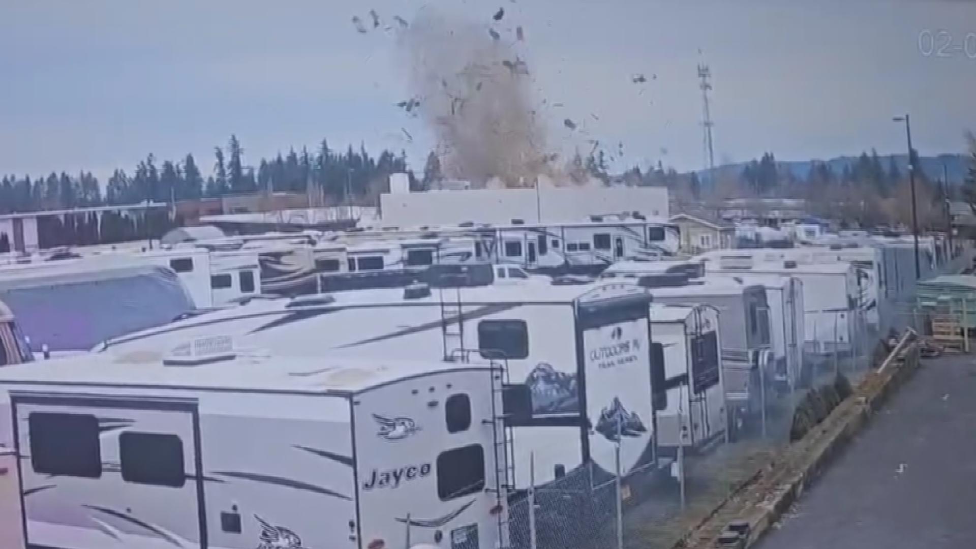 Watch: Explosion blows roof off commercial building
