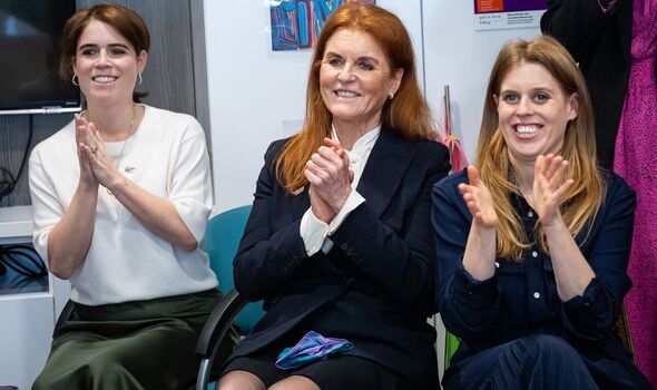 Princesses Beatrice and Eugenie with Fergie